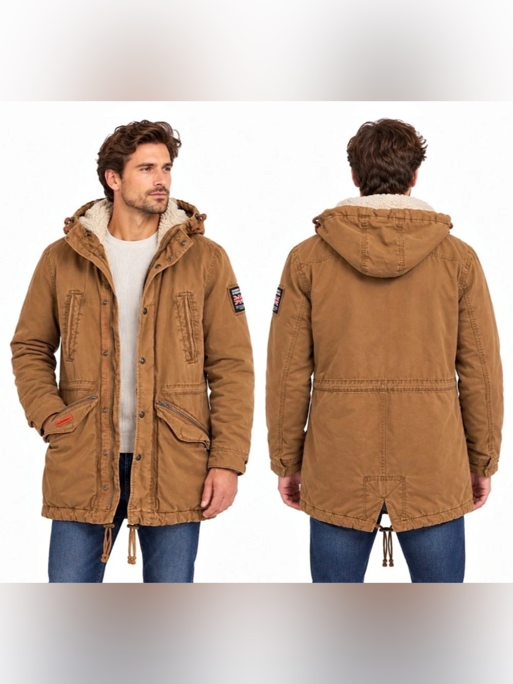 Superdry Rookie New Military Sherpa Lined Parka Brown Size M Medium